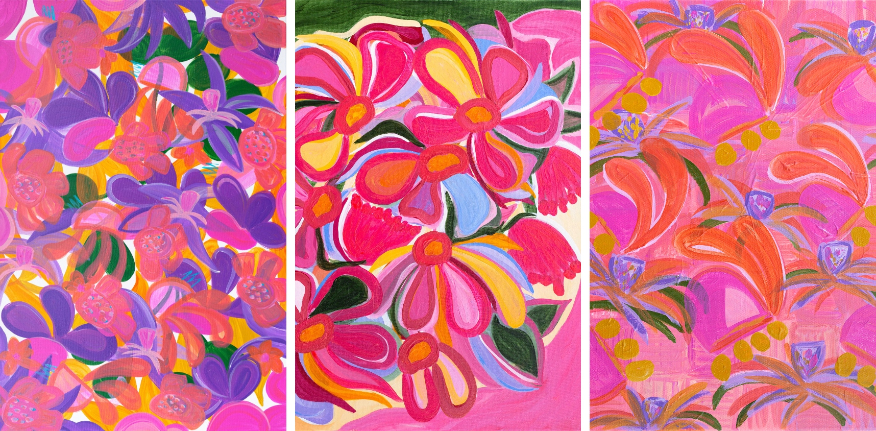 3 Paintings Power Of Pink